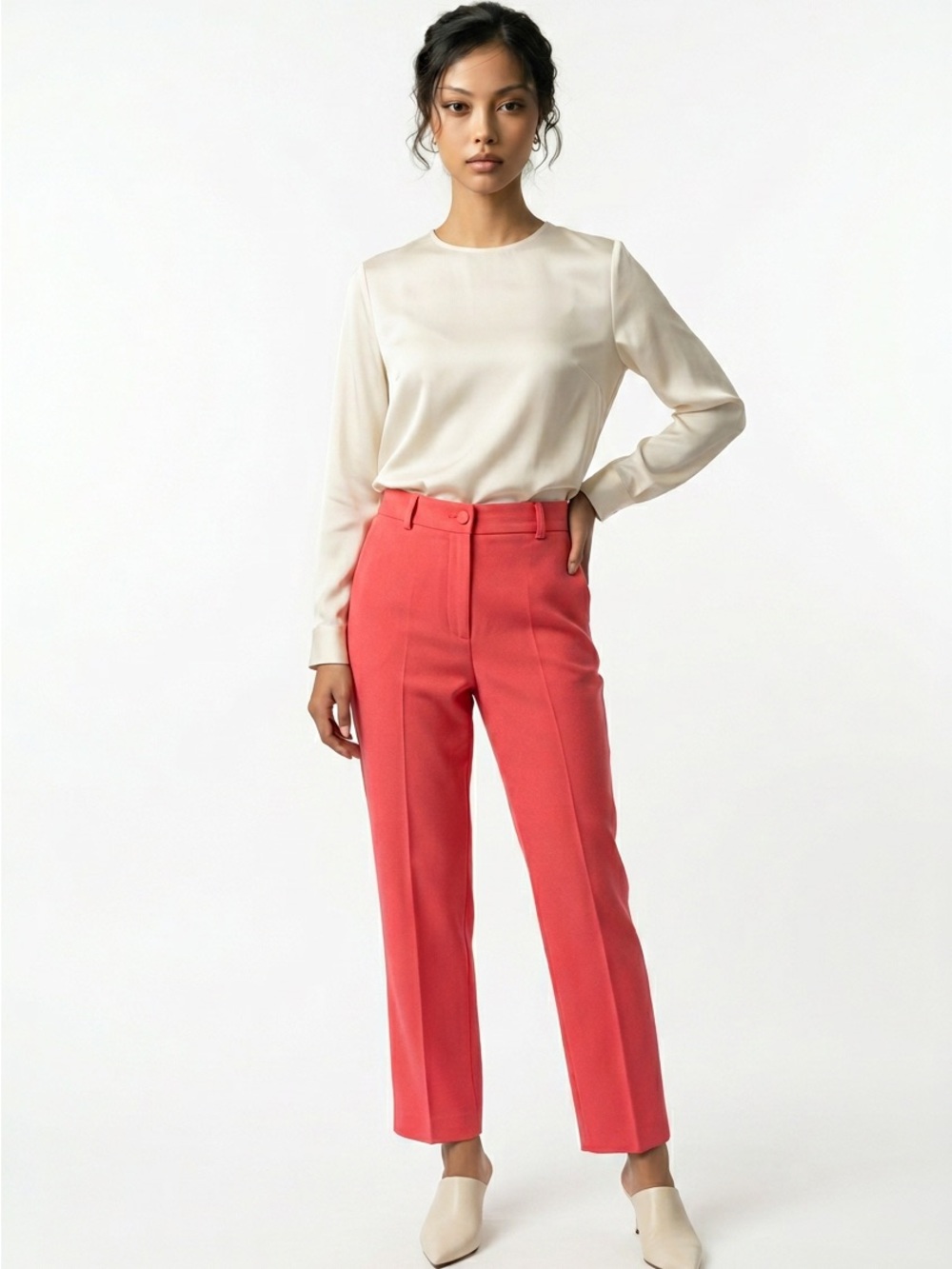 Hebe Studio Womens Sz 8 Straight Leg Dress Pants Trousers High Waist Italy $1314